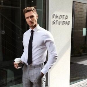 Claiborne Grey T-Weave Cotton Button Down Dress Shirt